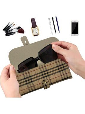 Glasses Storage Bag Beige and Red Soft Sunglasses Pouch Fashion Accessory